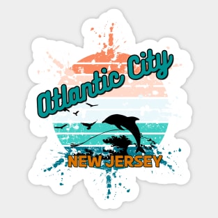 Atlantic City New Jersey Retro  Vintage Sunset Sticker